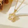 Colgante Versátil y Dulce, Cadena de Acero Inoxidable, Colgante de Estrella y Estrella de Mar Incrustado con Diamantes, Collar de Circonita que No se Desvanece para Mujer