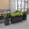 Combinación de Macetero de Acero Inoxidable para Exteriores, Canaleta para Flores Luminosa Solar de Acero Galvanizado, Valla Exterior, Playas de Flores en Calle Comercial