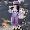 Conjunto Feminino Outono Inverno Plus Veludo Engrossado 2026 Novo Estilo Menina Estilosa Kuromi Moletom Casual Conjunto de Duas Peças Tendência