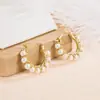 Aretes Multiperlas, Aros Dorados, Estilo Lujo Ligero, Diseño de Nicho, Clips para Orejas Vintage, Regalo de Alta Gama