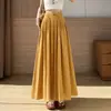 Ropa para Mujer: Pantalones Anchos de Lino Seda Hielo para Mujer, Cintura Semi-Elástica de Verano, Plisados, Caída Suelta, Casual de Algodón y Lino, Pantalones Falda Yamamoto