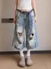 Jeans Retro Desgastados Rasgados de Talla Grande Europeos y Americanos para Mujer Verano 2025 Nuevos Pantalones Cropped de Pierna Ancha Ajustados de Calle