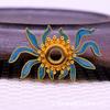 60787 Joyería Estilo Antiguo DIY Cobre Goteo de Aceite Hecho a Mano Cloisonné Azul Quemado Pasador Corona de Cabello Material Accesorios 21*35mm