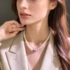 Colar de Pérola Safira Estilo Ni Ni para Mulheres, Corrente de Clavícula de Alta Qualidade, Corrente de Pescoço Simples Versátil de Luxo Leve Atacado