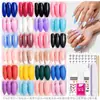 Caixa com Conjunto de Adesivos para Unhas Coloridos Sólidos de Média e Curta Duração, Franceses Foscos com Glitter, Pontas de Unha de Alta Qualidade Desgastáveis