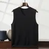 Colete de Cashmere com Gola V para Homens, Colete de Tricô de Cashmere Liso Sem Mangas, Colete Suéter Quente Amigo da Pele