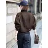 Chaqueta corta de cuero PU con bloques de color, para mujer, estilo nuevo otoño 2026, a la moda y adelgazante, adecuada para figuras petite