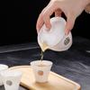 Traje de juego de té kung fu de viaje de jade de grasa de oveja, tetera portátil de una olla y cuatro tazas, tetera para coche y exteriores, traje de regalo hecho a mano