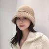 Chapéu de Pescador de Lã Tricotado para Mulheres no Outono e Inverno, Versátil Moda Coreana Dongdaemun Casual Quente Proteção para Ouvidos Chapéu de Tricô