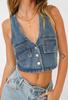 2022 Primavera Nova Roupa Feminina Estilo Europeu e Americano Moda Xadrez Casual Slim Decote V Colete Jeans