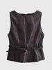 Ropa de Mujer Europea y Americana Aliexpress Ins Popular Moda Top y Falda con Efecto Piel con Cinturón