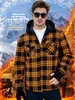Camisa Xadrez Masculina Plus Size com Capuz e Forro de Fleece Amazon, Engrossada e Quente para o Inverno