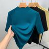 Suéter de punto para mujer 2025 de manga media con cuello semi alto, elegante y adecuado para el trabajo