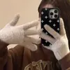 Nuevos Guantes de Punto de Felpa Rayados para Mujer en Invierno, Pantalla Táctil, Engrosados, Cálidos y a Prueba de Frío, de Cinco Dedos para Ciclismo Estudiantes