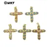 Wt-P2005 Cruz Geométrica Pedra Colorida Amazonita Banhado a Ouro 18K Pingente DIY Colar Acessórios de Joia