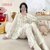 Pijama Feminino 2026 Novo Outono e Inverno Algodão Nuvem Conjunto de Roupa para Casa Desenho Animado Manga Longa Feminino Gola Lapela Outerwear
