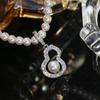 Accesorios DIY S925 Plata Esterlina Calabaza Colgante de Perla Hebilla Soporte Vacío t Colgante de Collar de Circonita Cúbica Soporte de Plata Se Puede Abrir 6-8