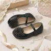 Zapatos Mary Jane Florales Multicolor para Niñas para Actuaciones de Vestir y Uso Diario, Zapatos Planos para Niñas con Flor 3D de Diamantes Brillantes