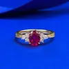 Anillo de Plata de Ley S925 con Bordes Incrustados de Perla de Corindón Rojo Ovalada de Cultivo Sangre de Paloma Roja 5*7mm - Transmisión en Vivo de Joyería Mu Jing