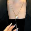 Collar de perlas ajustable con tirador, diseño de nicho ligero y lujoso, cadena de clavícula popular 2023, cadena de cuello de celebridades cibernéticas para mujeres
