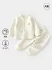 Conjunto de Algodão Quente para Primavera e Outono com Cintura Reta e Abertura Frontal Roupas de Bebê Classe A para Recém-Nascidos Conjunto Separado de Roupa Íntima Grossa para Bebê