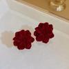 Pendientes de flores de terciopelo rojo dulce de otoño e invierno de Corea del Sur, pendientes femeninos versátiles de alta gama, pendientes de temperamento, atmósfera nueva