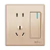 Painel de Tomada e Interruptor Tipo 86 Doméstico Elétrico Internacional Montagem Embutida na Parede Dourado Um Módulo Duplo Cinco Furos USB 16a Ar Condicionado