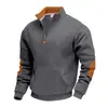E-commerce Transfronteiriço Outono/Inverno Roupas Masculinas Moletom Masculino com Zíper Meio e Gola Alta Manga Longa Casual para o Dia a Dia Cor Sólida Pulôver
