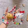 Cadena para Teléfono de Peluche de Dibujos Animados Kt con Lazo y Perlas Llavero Creativo Colgante Pequeño Muñeco Funda de Teléfono Correa para Cámara