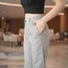 Pantalones finos de verano para hombre pantalones casuales de negocios para hombre pantalones versátiles para traje de pierna recta holgada pantalones largos transpirables para hombre