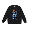 Sudadera unisex de marca europea y americana de moda con estampado de grafiti de cabeza de mono, estilo high street, corte holgado, cuello redondo y manga larga para otoño