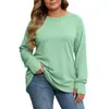 2026 Amazon Moda Femenina Top Otoño Manga Larga Camisa con Agujero para el Pulgar Casual Holgada Camiseta de Manga Larga con Cuello Redondo
