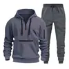 Sudadera con capucha para hombre de talla europea para primavera y otoño con cremallera, sudadera de múltiples bolsillos, conjunto de sudaderas casuales deportivas