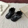 Botines Cortos Estilo Coreano XSH | Botas de Otoño para Niñas 26 Más Terciopelo Retro Cremallera Lateral Suela de Caucho Natural Protección del Pie Botas de Princesa para Niños Pequeños