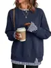 Moda Feminina Outono e Inverno 2026 Nova Cruzamento Europeu e Americano Confortável Casual Gola Redonda Solta Falso Duas Peças Moletom de Manga Longa