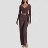 Conjunto de Ropa de Yoga de Manga Larga Transfronterizo con Tirantes Cruzados Delanteros, Conjunto de Fitness de Gama Alta Estilo Ballet para Mujer