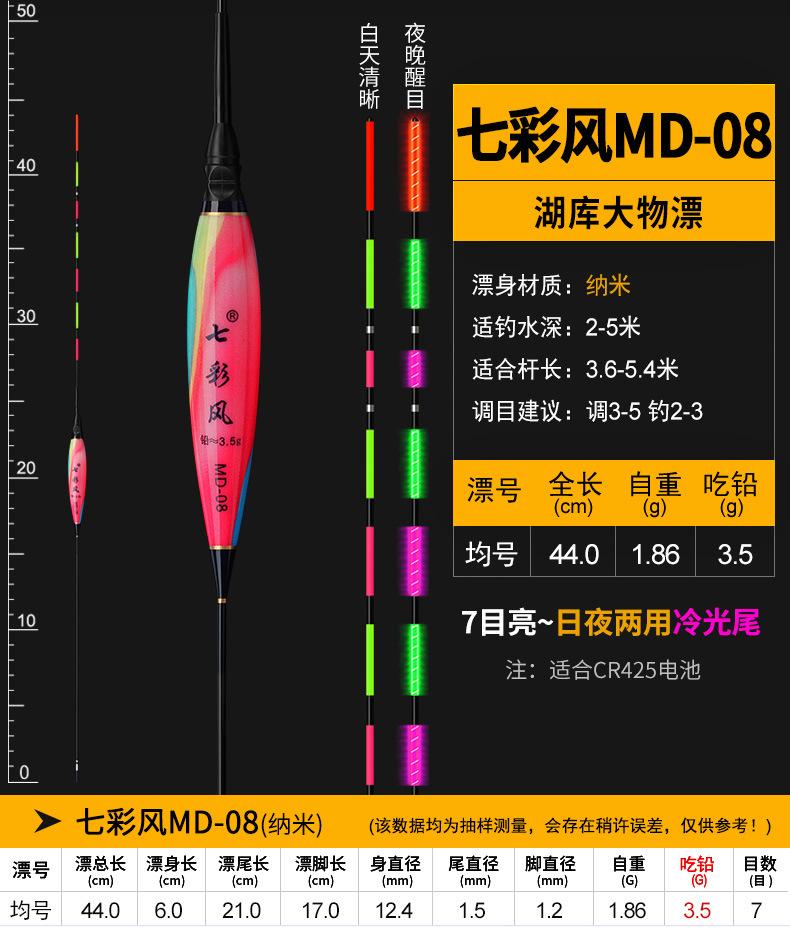 七彩风——MD日夜两用冷光尾电子漂_
