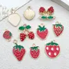 Accesorios para Joyería DIY Serie de Frutas Fresas Rojas Colgantes de Pendientes de Aleación Esmaltada Encantos Dulces para Pulsera y Collar