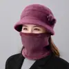 Sombreros para mujeres de mediana edad y ancianas otoño e invierno piel de conejo tejido de ala ancha a prueba de frío sombrero de punto señora mayor abuela más terciopelo cálido lana