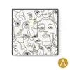 Pintura de Parede para Fundo de Sofá de Sala de Estar Moderna Figura Linha Quadrado Criativo Mural Nórdico Simples Abstrato Pintura Decorativa