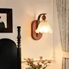 Lámpara de Pared Estilo Medieval para Dormitorio, Lámpara de Mesita de Noche para Dormitorio, Lámpara de Madera Maciza y Vidrio para Pared de Fondo de Sala de Estar, Iluminación de Pasillo L271