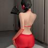 Lingerie Sexy, Top Cropped Sexy com Alça no Pescoço e Faixa na Cintura, Saia Fina Justa, Saia Curta Sexy de Verão Transparente que Cobre o Quadril, Peça Única Dropshipping