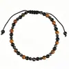 Pulsera Trenzada de Cuerda Doble Fila con Piedras Naturales Ojo de Tigre y Galena Negra para Hombres y Mujeres, Pulsera de Abalorios Hecha a Mano, Moda Europea y Americana Transfronteriza