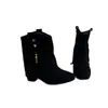 Botines de mujer estilo retro con plataforma interior y flecos, nueva colección de otoño, botas vaqueras versátiles de punta para mujeres menudas