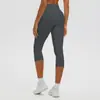Pantalones de Yoga de Longitud Media Estilo Nuevo Europeo y Americano Color Crema de Cintura Alta Ajustados Control de Abdomen Pantalones Deportivos de Running para Fitness Pantalones de Yoga para Mujer