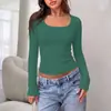 Camiseta Base de Manga Larga Ajustada Cuadrada de Venta Caliente Transfronteriza para Mujer de Amazon Europa y América