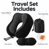 Almofada de pescoço de espuma de memória para viagem Amazon, travesseiro de suporte para pescoço em forma de U, portátil e dobrável para aviões