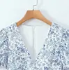 2026 Nuevo Vestido de Vacaciones Estilo Europeo y Americano Retro Francés Floral Cuello en V Ajustado Mangas Abullonadas