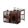 Gabinete de Té Giratorio Móvil Mesa de Té Mesa de Té para el Hogar Balcón de Apartamento Pequeño Mesa de Café Mesa Integrada con Tetera Eléctrica Juego de Mesa y Sillas