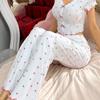 Pijama de manga corta con cuello en V y estampado de amor para mujer, ropa de hogar de gran venta transfronteriza europea y americana, pantalones exteriores, traje de dos piezas